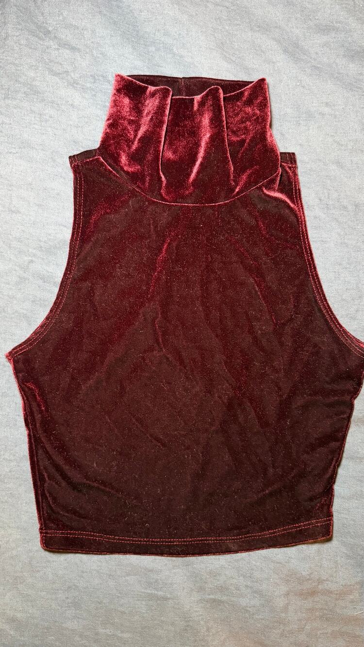 Milky Way USA Red Velvet Turtleneck Crop Top Size S